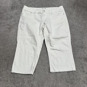 Seven7 Capri Denim Jeans Womens 12 White Straight Raw Hem Stretch Casual 36x19